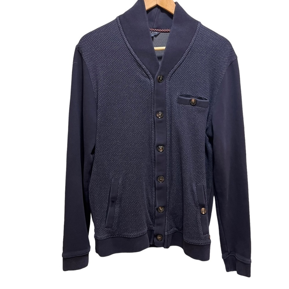 Ted Baker London Navy Blue Button Down Cardigan Sweater Size 4 Large
